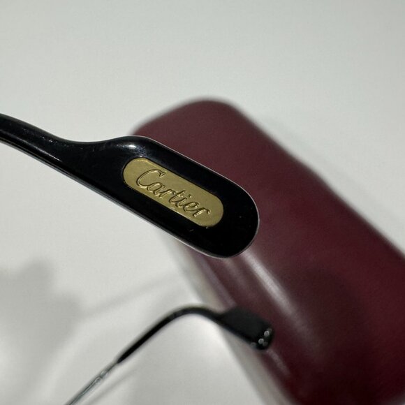 CARTIER RIMLESS SUNGLASSES w/ CASE PLATINUM FRAME GREY LENS - Picture 9 of 17